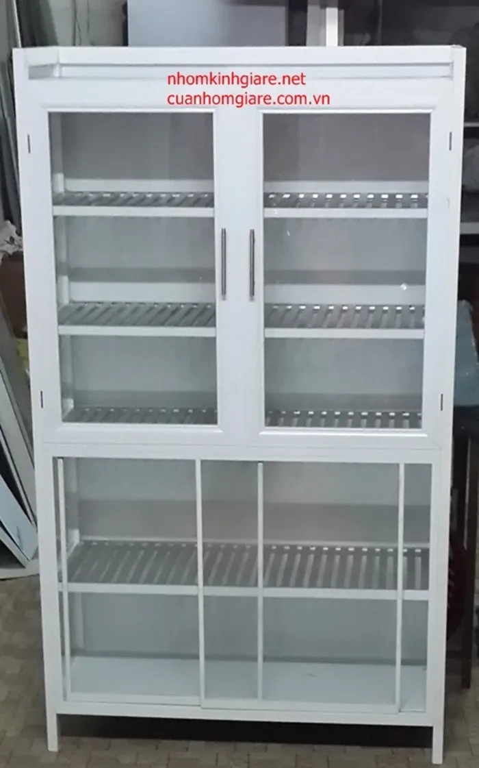 Mẫu tủ nhôm kính đựng chén bát số 4
