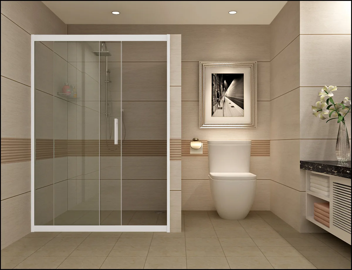 Thi công phòng tắm kính cường lực cửa lùa đẹp tphcm