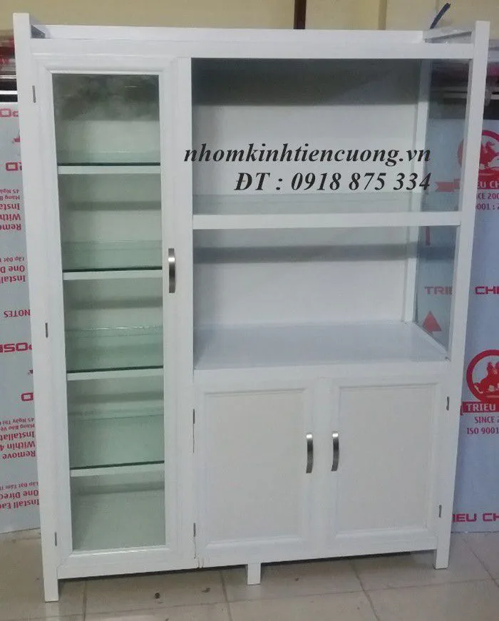 Tủ chén nhôm kính 4 Tủ Chén Nhôm Kính