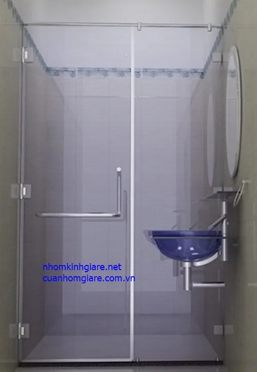 Phòng tắm kính cường lực cửa mở tphcm