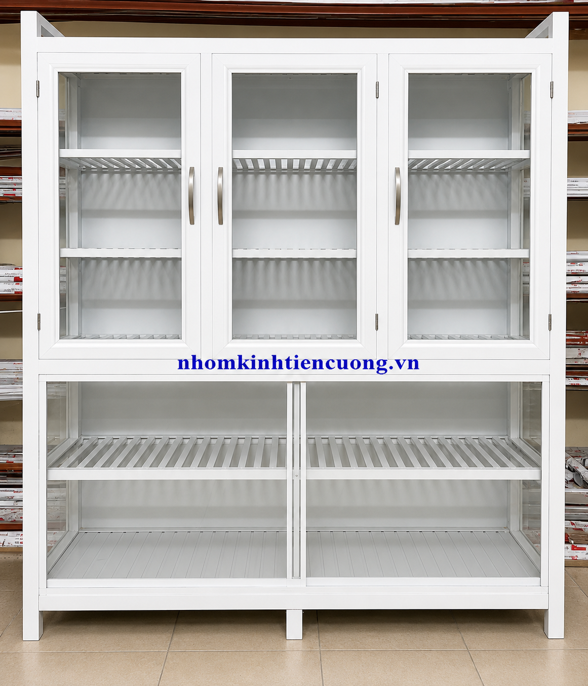 Tủ Nhôm Kính Đựng Chén Bát