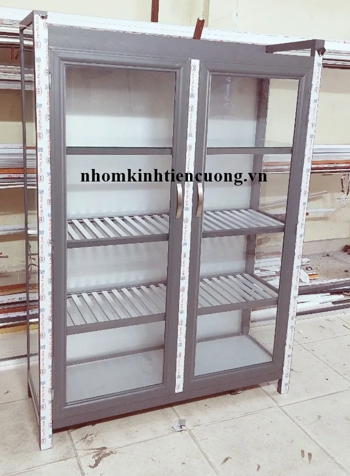 Tủ Nhôm Kính Đựng Chén Bát