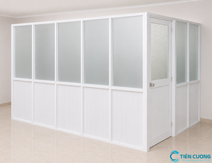 Thi công vách nhôm kính cường lực